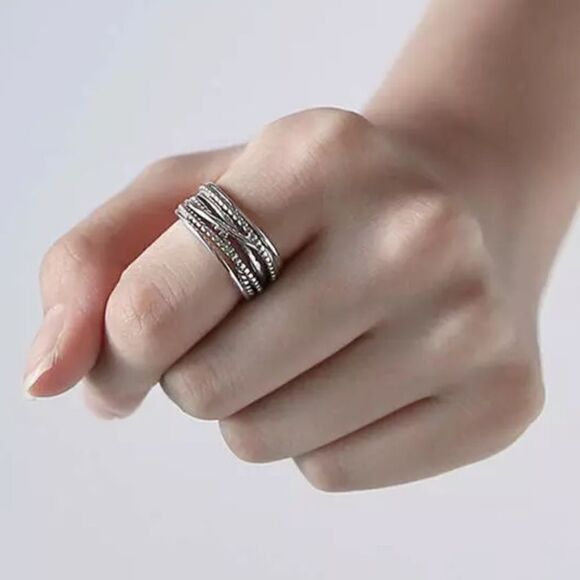 ✨Chloetina Minimalist 925 Sterling Silver Open Ring - Picture 3 of 9